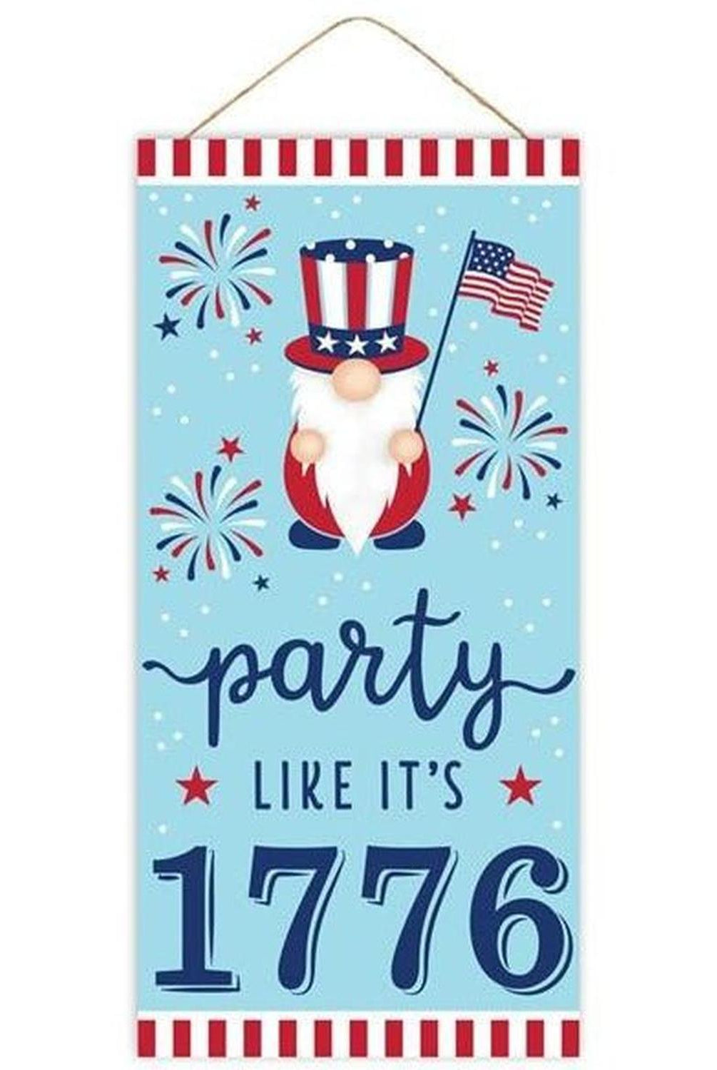 12" Wooden Sign: Gnome Party Like 1776