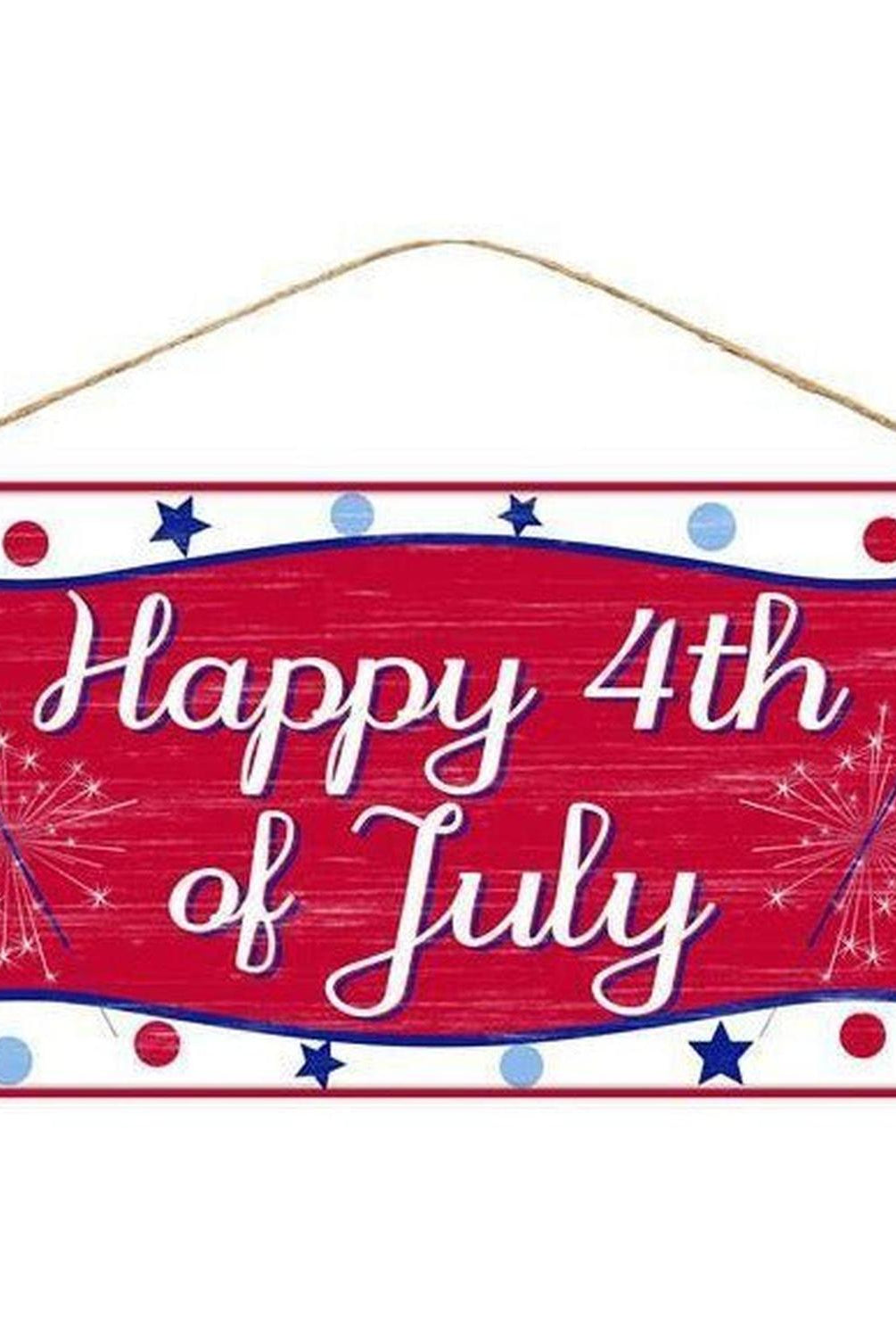 12" Wooden Sign: Happy 4th of July