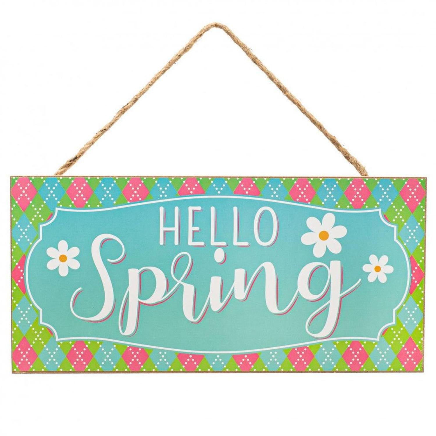 Shop For 12" Wooden Sign: Hello Spring Flower at Michelle's aDOORable Creations