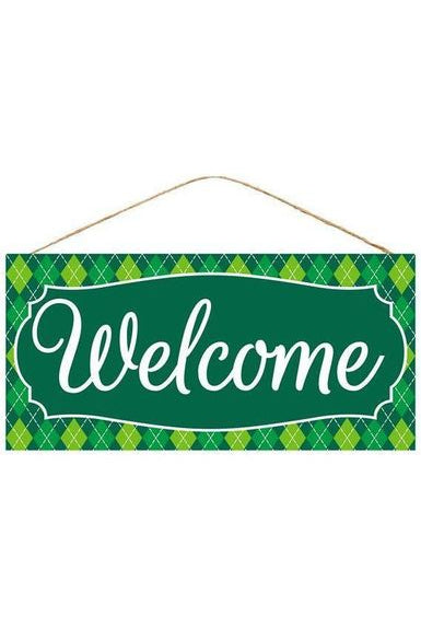 12" Wooden Sign: Welcome (Green) - Michelle's aDOORable Creations - Wooden/Metal Signs