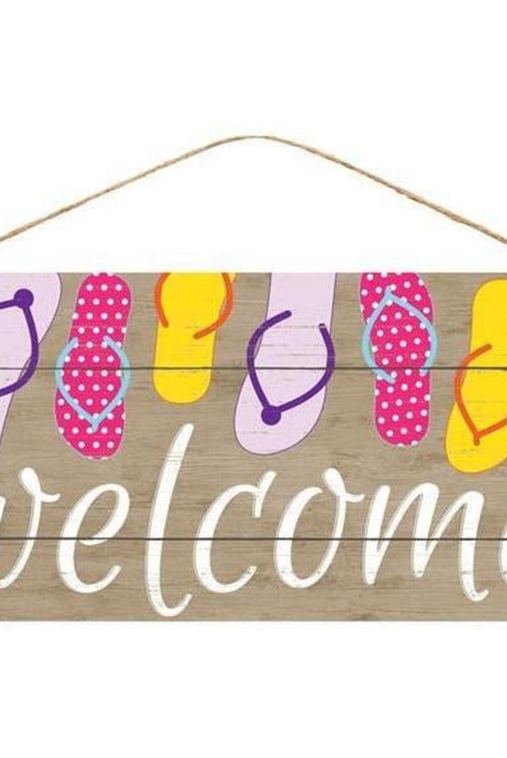 12" Wooden Sign: Welcome/Flip Flops