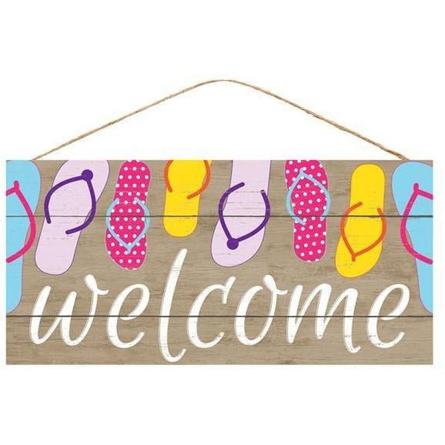Shop For 12" Wooden Sign: Welcome/Flip Flops at Michelle's aDOORable Creations