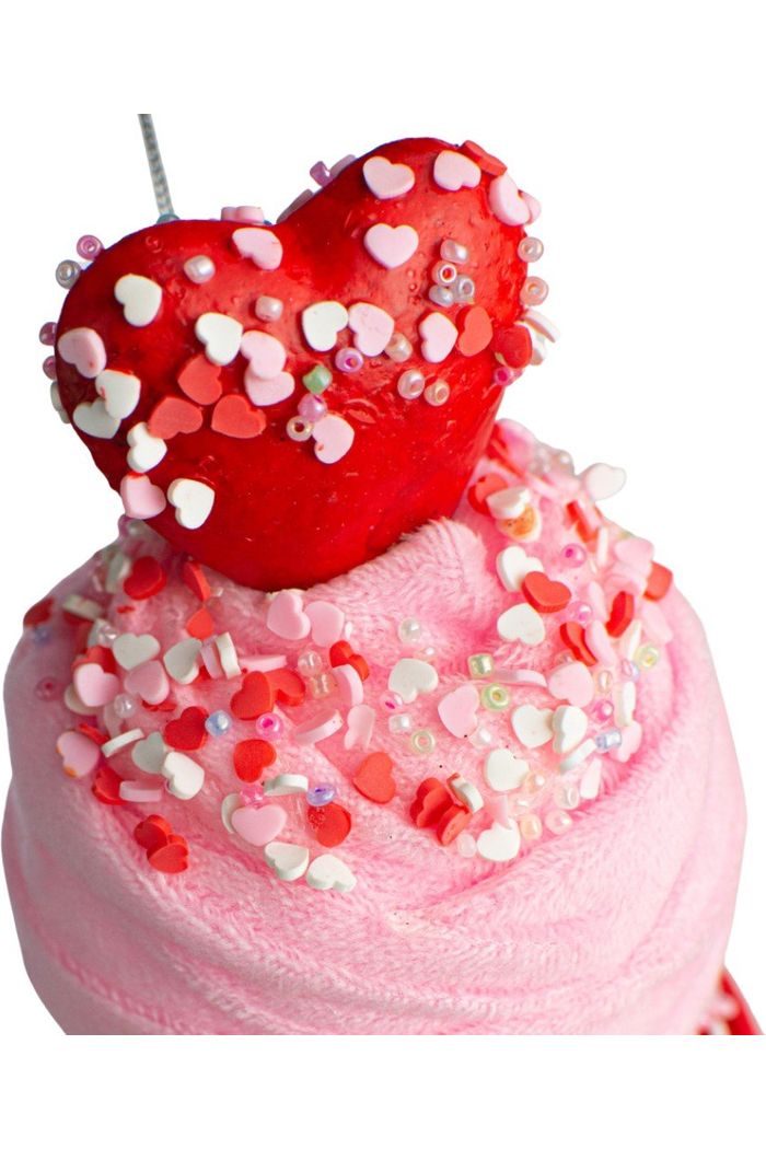 13" Harlequin Valentine Ice Cream Cone: Pink & Red - Michelle's aDOORable Creations - Sprays and Picks