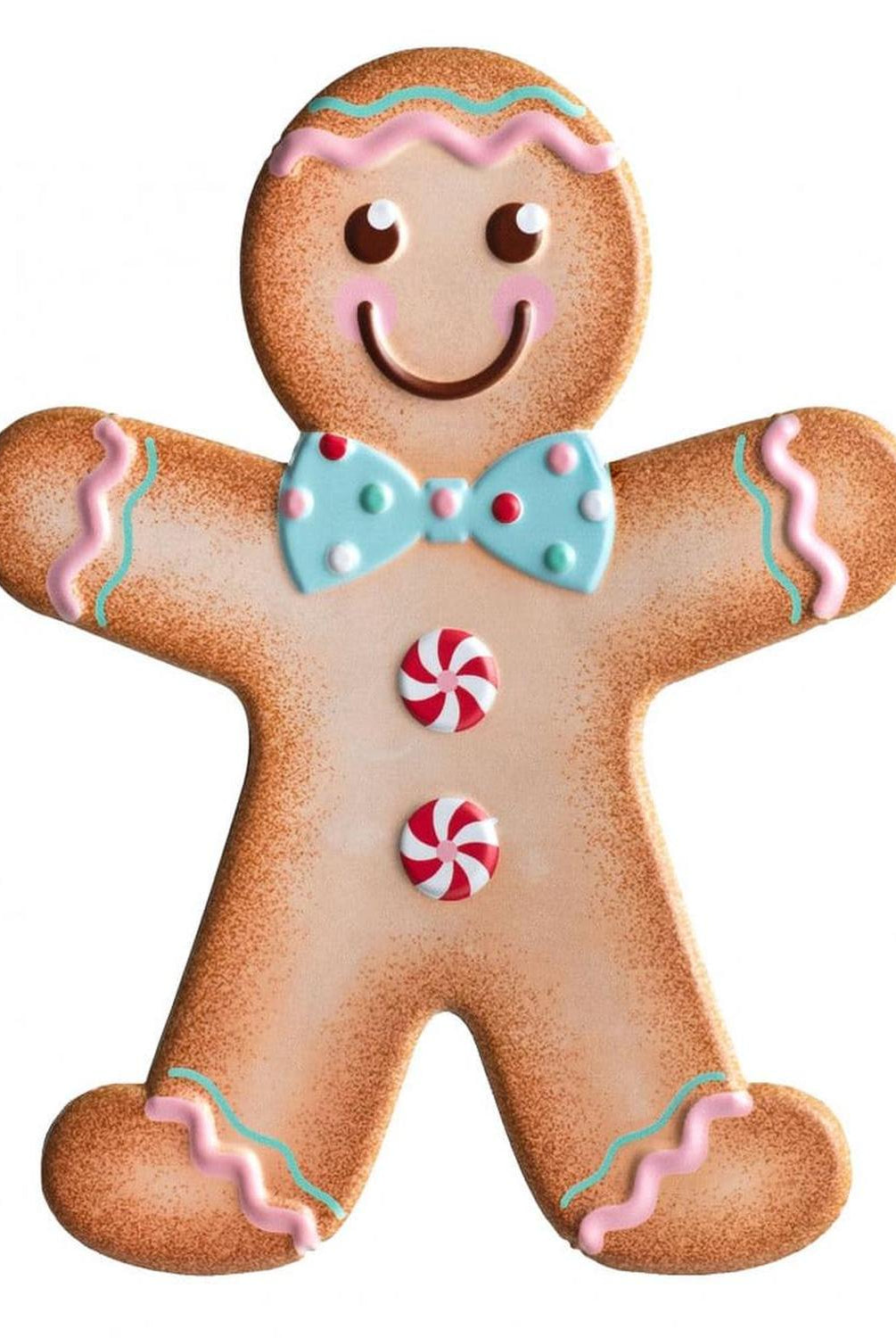 13" Metal Embossed Gingerbread: Boy (Pink)