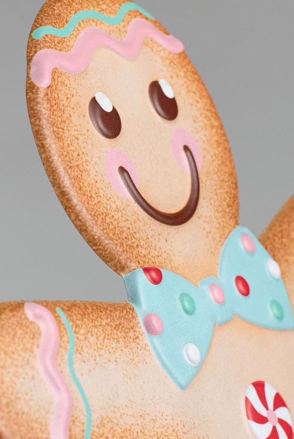 13" Metal Embossed Gingerbread: Boy (Pink)