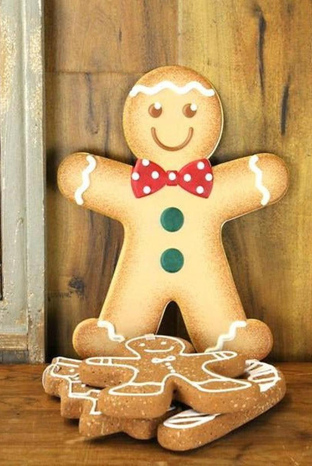 13" Metal Embossed Gingerbread: Boy (Red)
