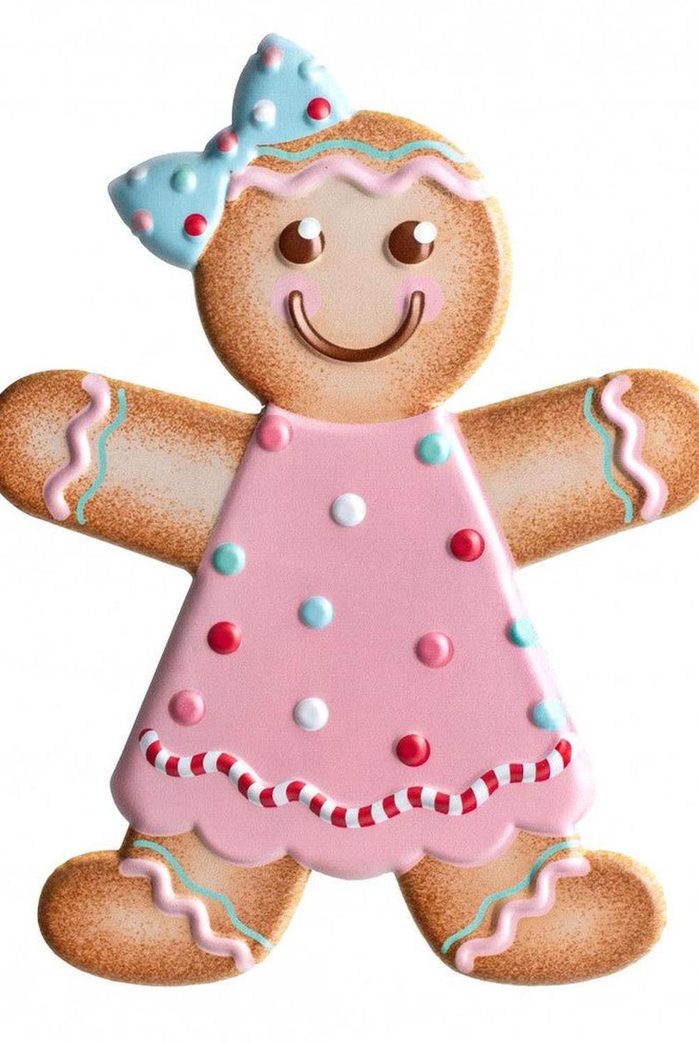 13" Metal Embossed Gingerbread: Girl (Pink)