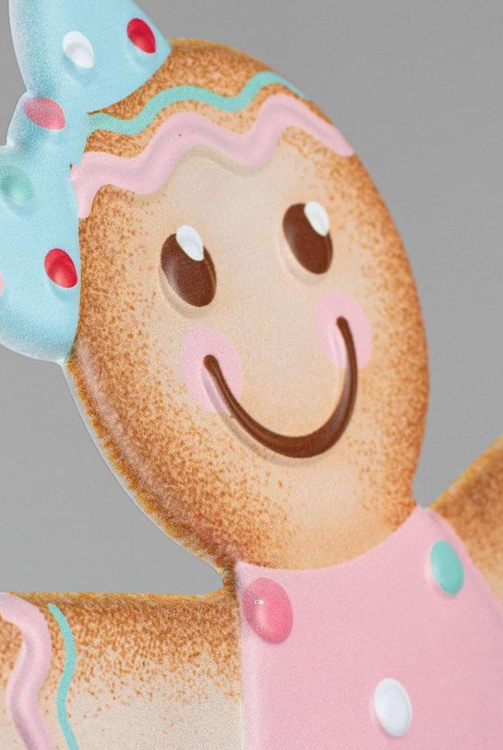 13" Metal Embossed Gingerbread: Girl (Pink)