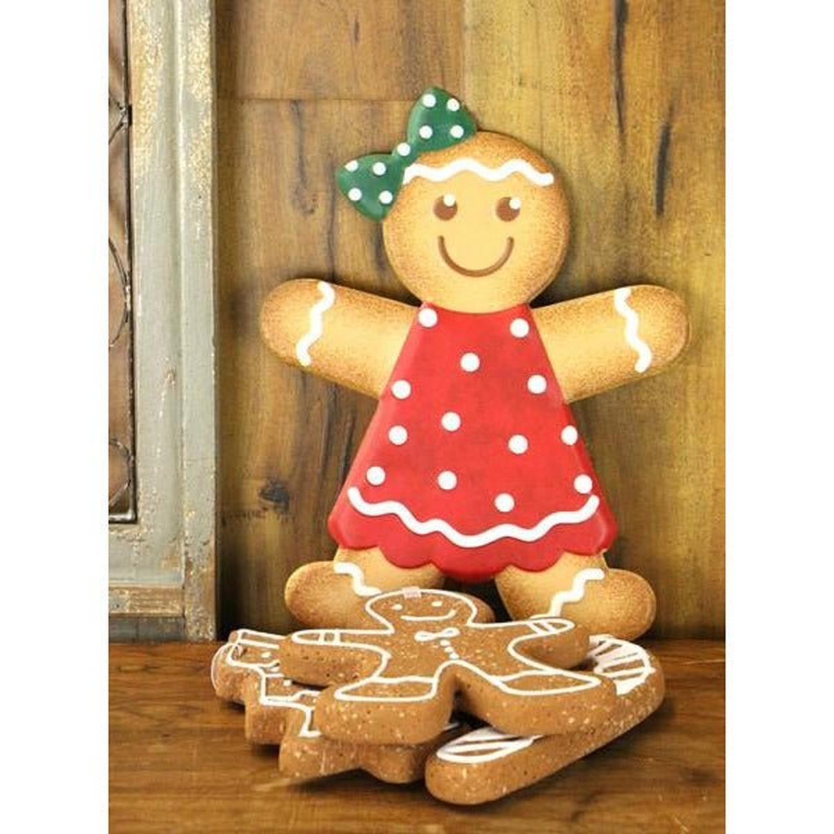 Shop For 13" Metal Embossed Gingerbread: Girl (Red) at Michelle's aDOORable Creations