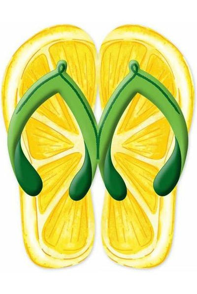 13" Metal Emossed Flip Flops: Lemon - Michelle's aDOORable Creations - Wooden/Metal Signs