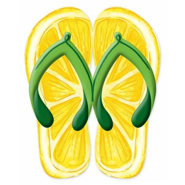 Shop For 13" Metal Embossed Flip Flops: Lemon at Michelle's aDOORable Creations
