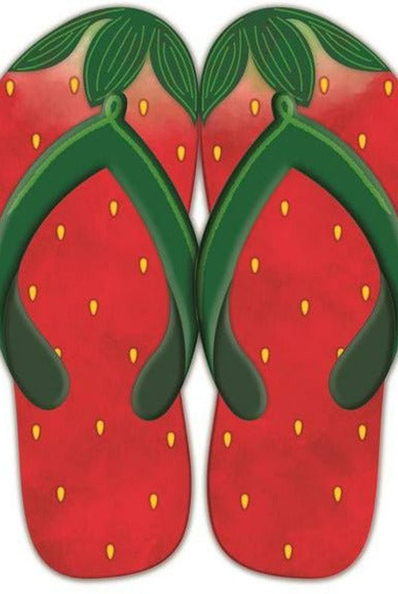 Shop For 13" Metal Embossed Flip Flops: Strawberry at Michelle's aDOORable Creations