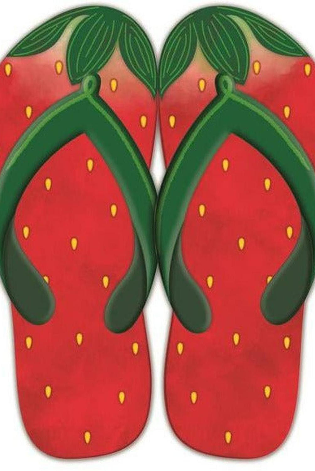 13" Metal Embossed Flip Flops: Strawberry