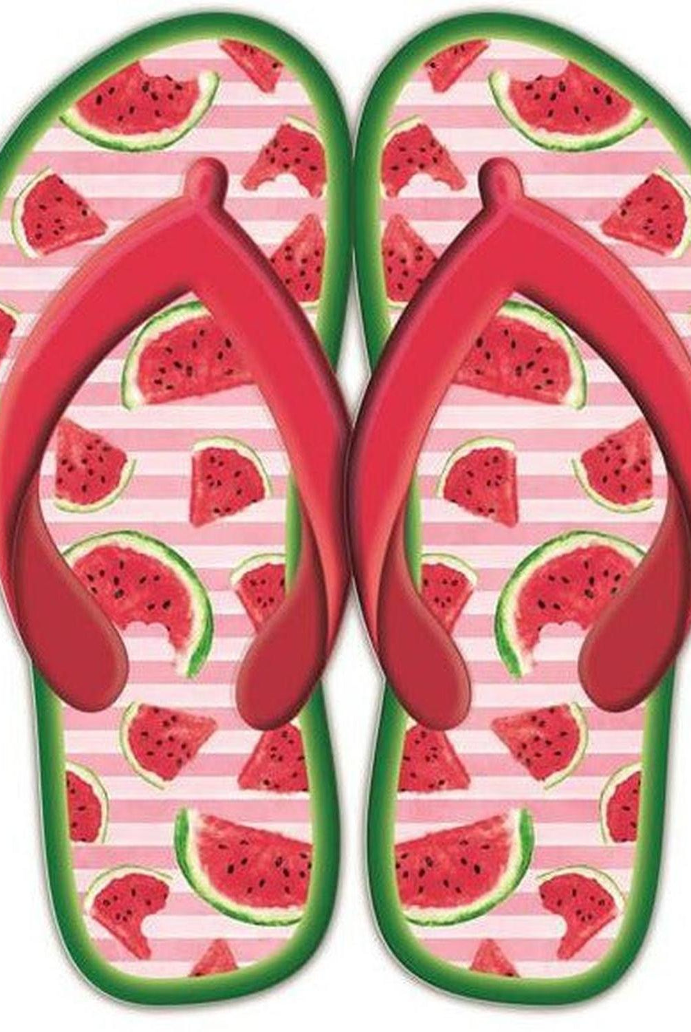 13" Metal Embossed Flip Flops: Watermelon Red