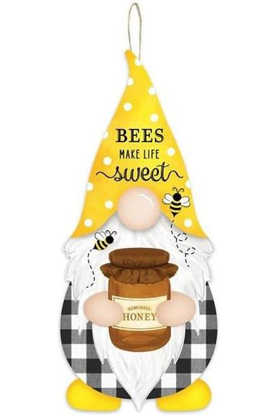 13" Wooden Gnome Shaped Sign: Bumble Bee - Michelle's aDOORable Creations - Wooden/Metal Signs