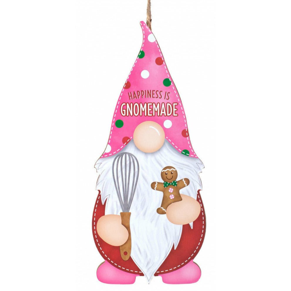 Shop For 13" Wooden Gnome Shaped Sign: Happiness Gnomemade at Michelle's aDOORable Creations