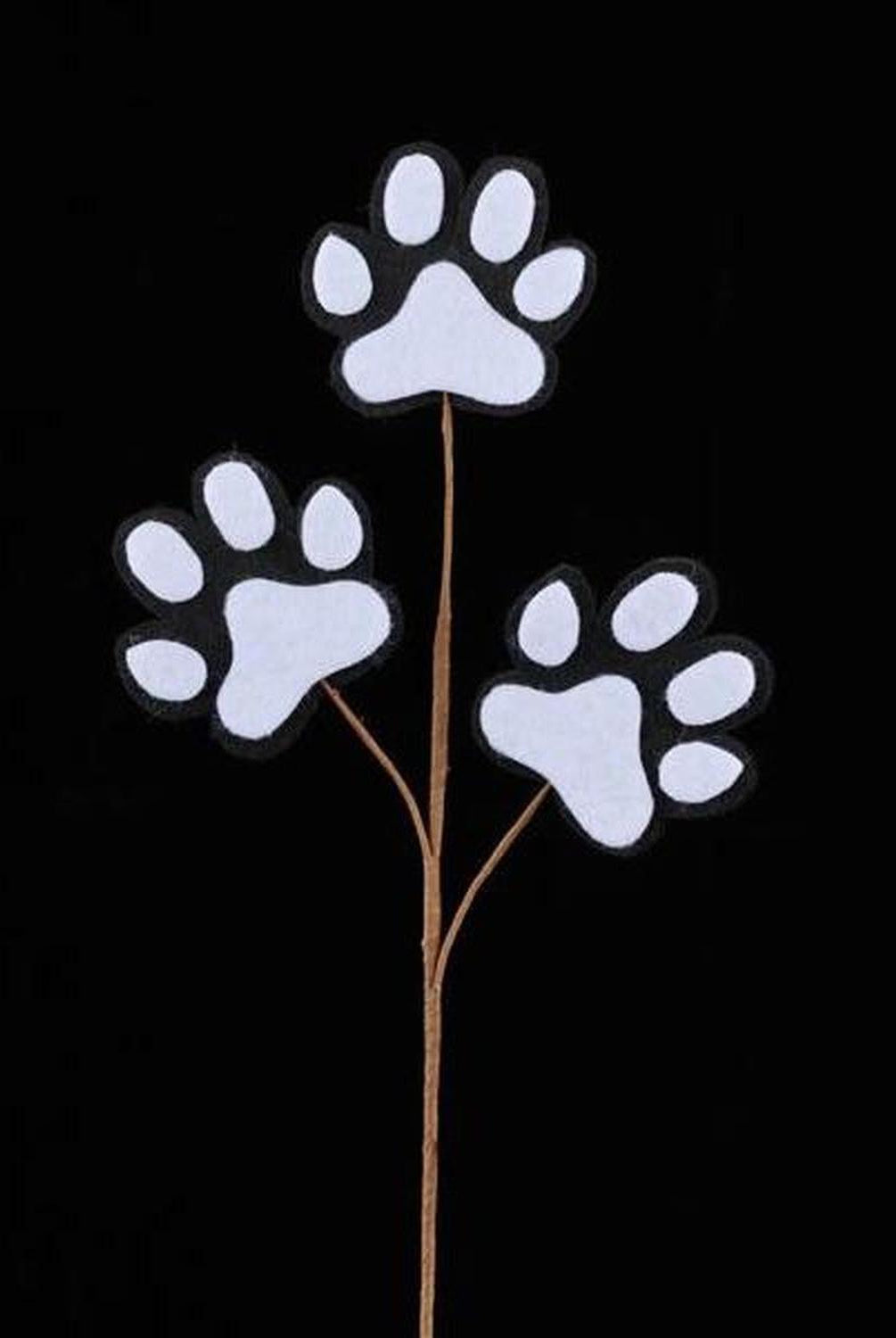 13.5" Felt Paw Print Spray: Black/White