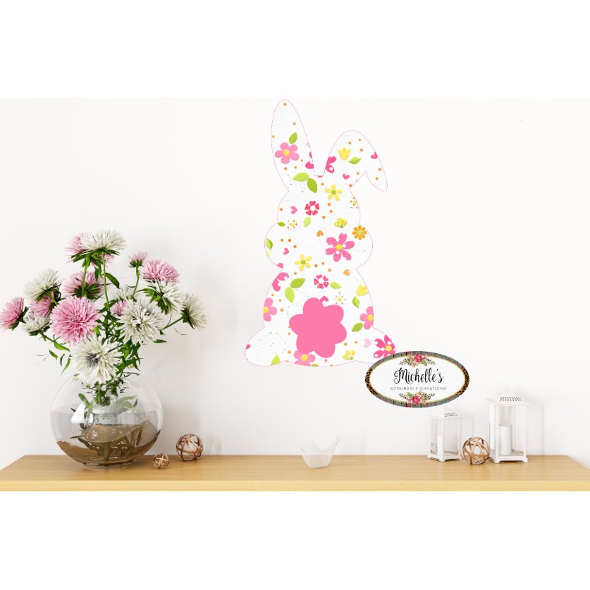 Shop For 13in Waterproof Sign: Floppy Ear Floral Bunny at Michelle's aDOORable Creations