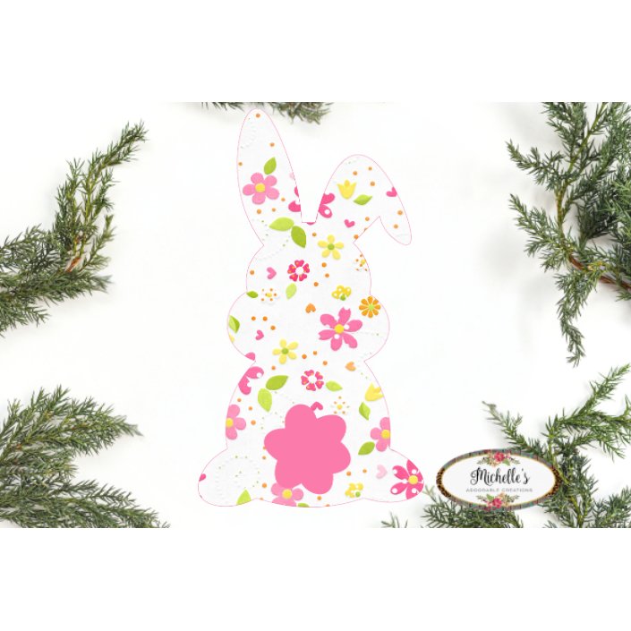 Shop For 13in Waterproof Sign: Floppy Ear Floral Bunny at Michelle's aDOORable Creations