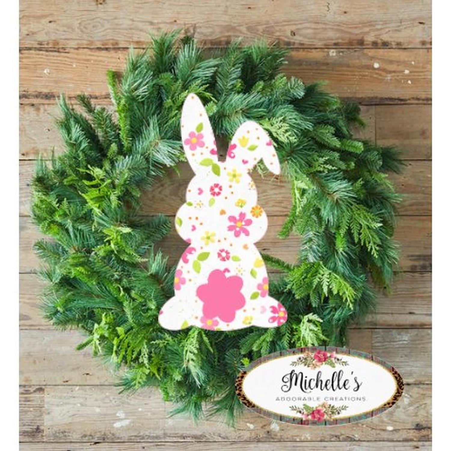 Shop For 13in Waterproof Sign: Floppy Ear Floral Bunny at Michelle's aDOORable Creations