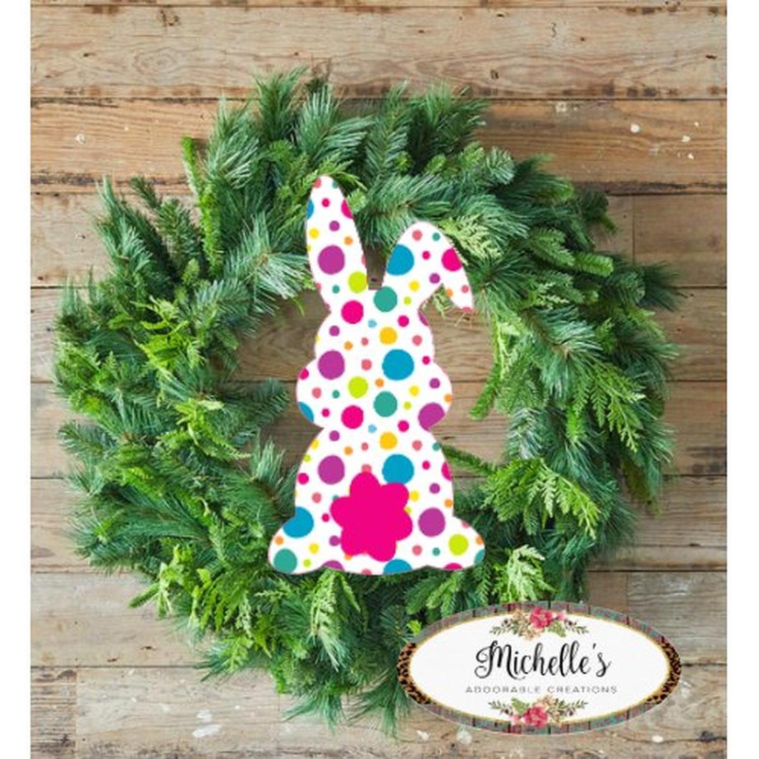 Shop For 13in Waterproof Sign: Floppy Ear Polka Dot Bunny at Michelle's aDOORable Creations
