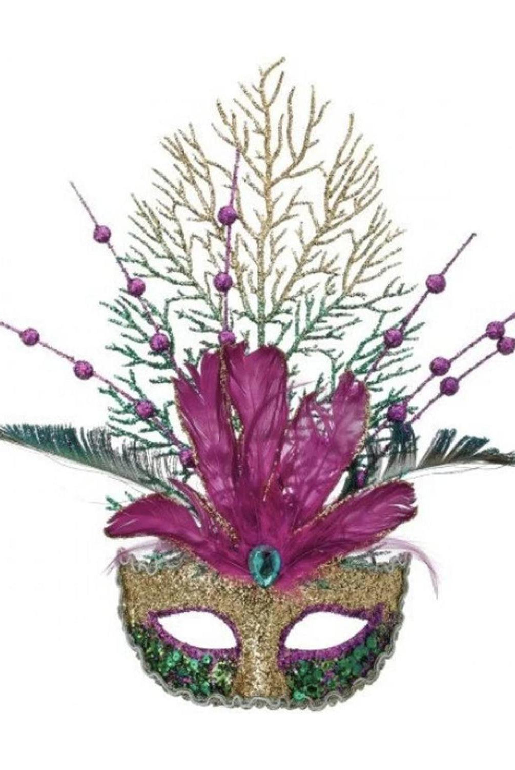Shop For 14" Glitter Feather Mardi Gras Mask Ornament at Michelle's aDOORable Creations