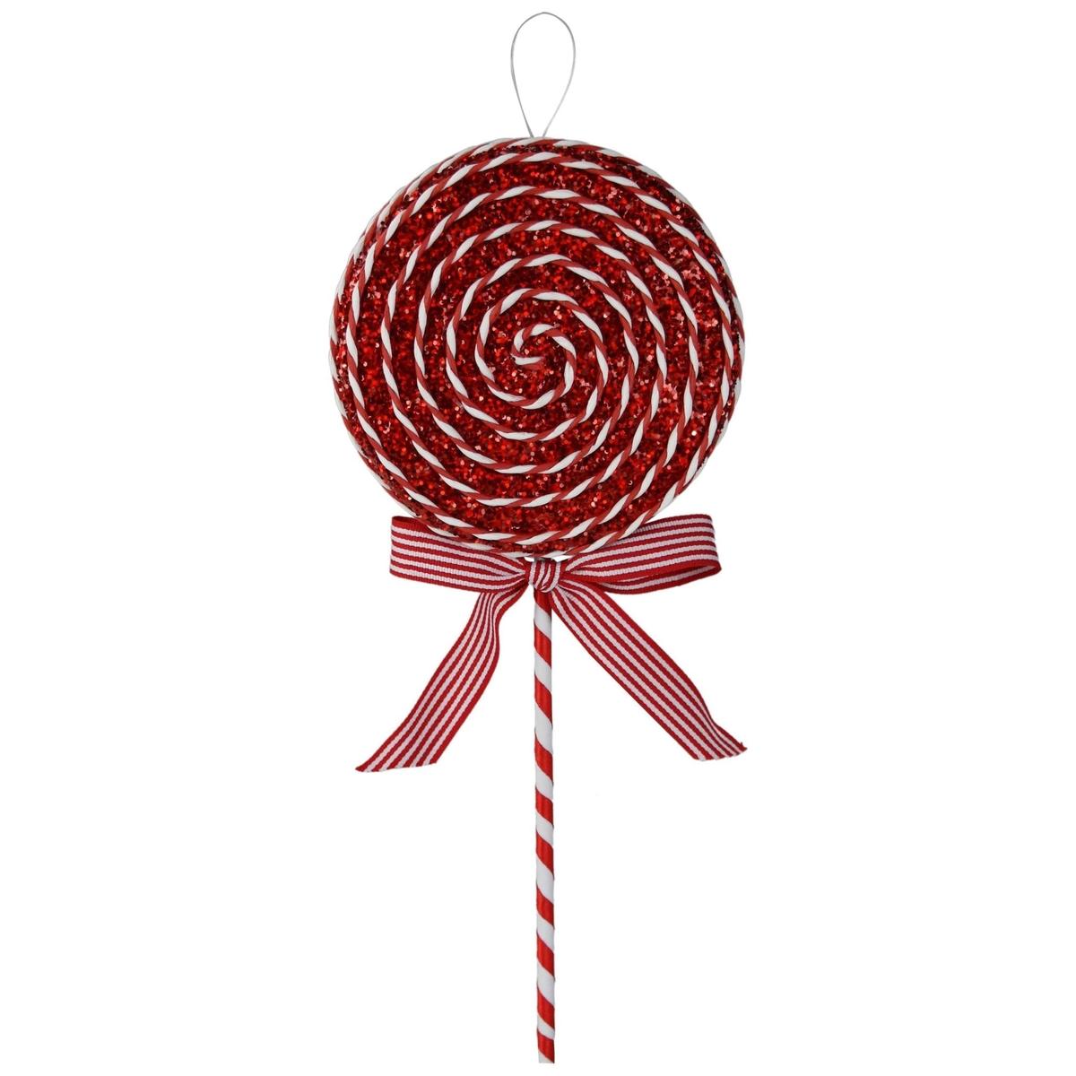Shop For 14" Glitter Lollipop Bow Pick: Red & White at Michelle's aDOORable Creations