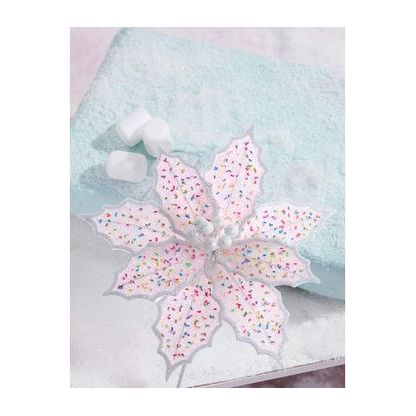 Shop For 14" Pink Frosted Poinsettia Pick at Michelle's aDOORable Creations