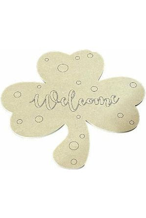 14" Unpainted MDF Clover Welcome Sign - Michelle's aDOORable Creations - Unfinished Wood Cutouts