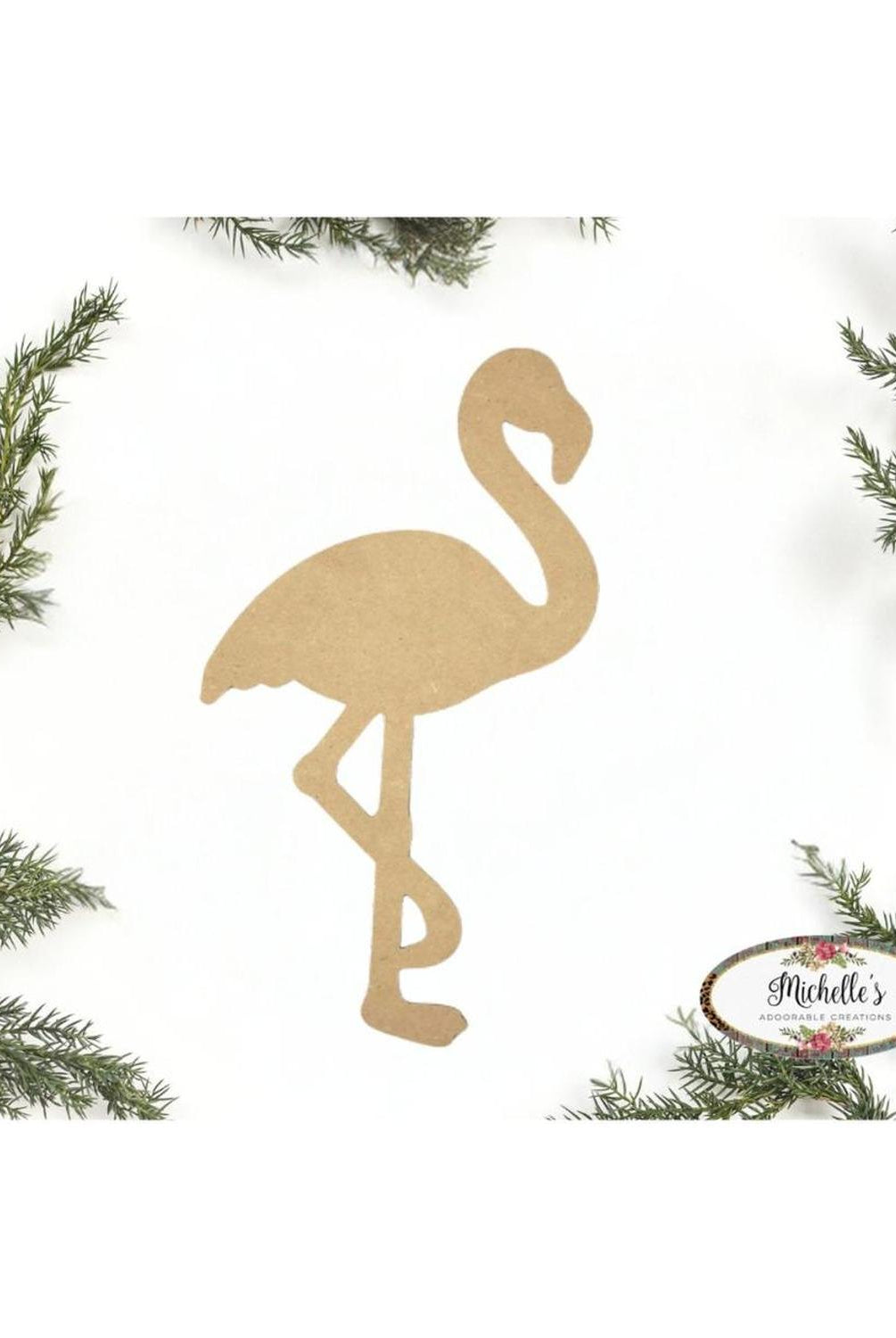 14" Unpainted MDF Flamingo Wood Cut Out