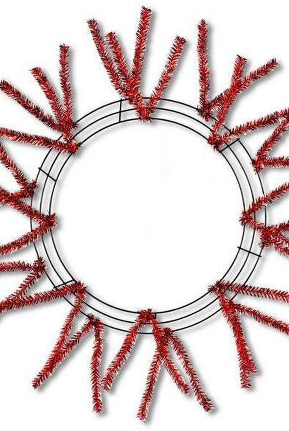 15-24" Tinsel Work Wreath Form: Metallic Red