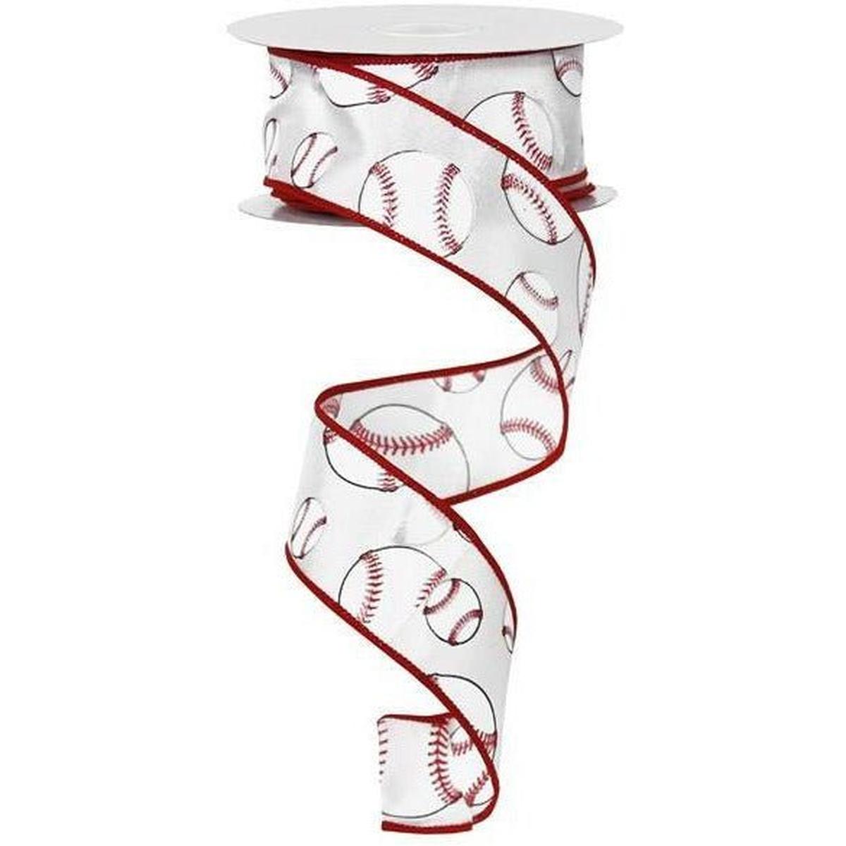 Shop For 1.5" Baseball Ribbon (10 Yards) at Michelle's aDOORable Creations