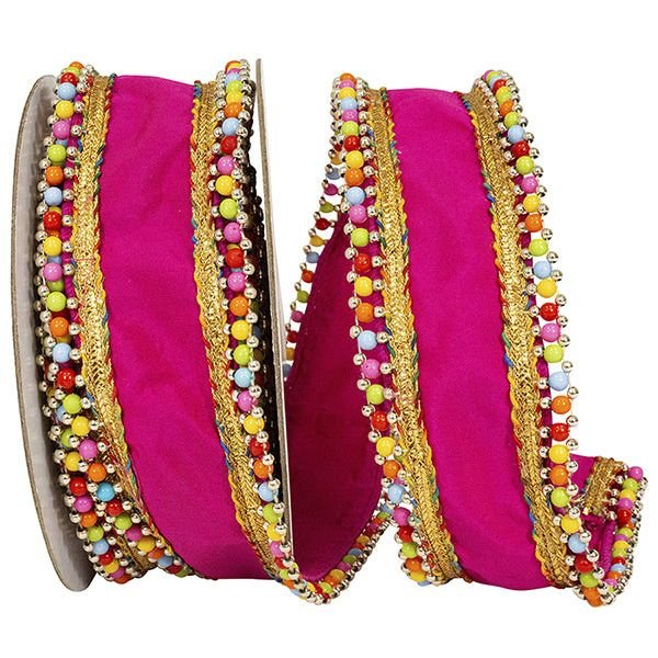 Shop For 1.5" Beaded Candy Edge Ribbon: Fuchsia (5 Yards) at Michelle's aDOORable Creations