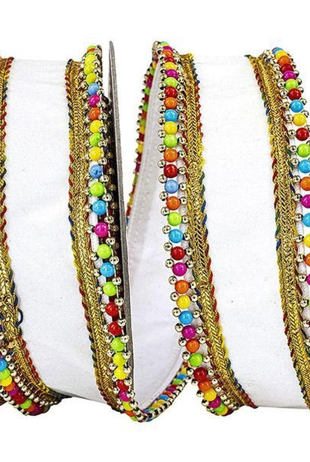 1.5" Beaded Candy Edge Ribbon: White (5 Yards)