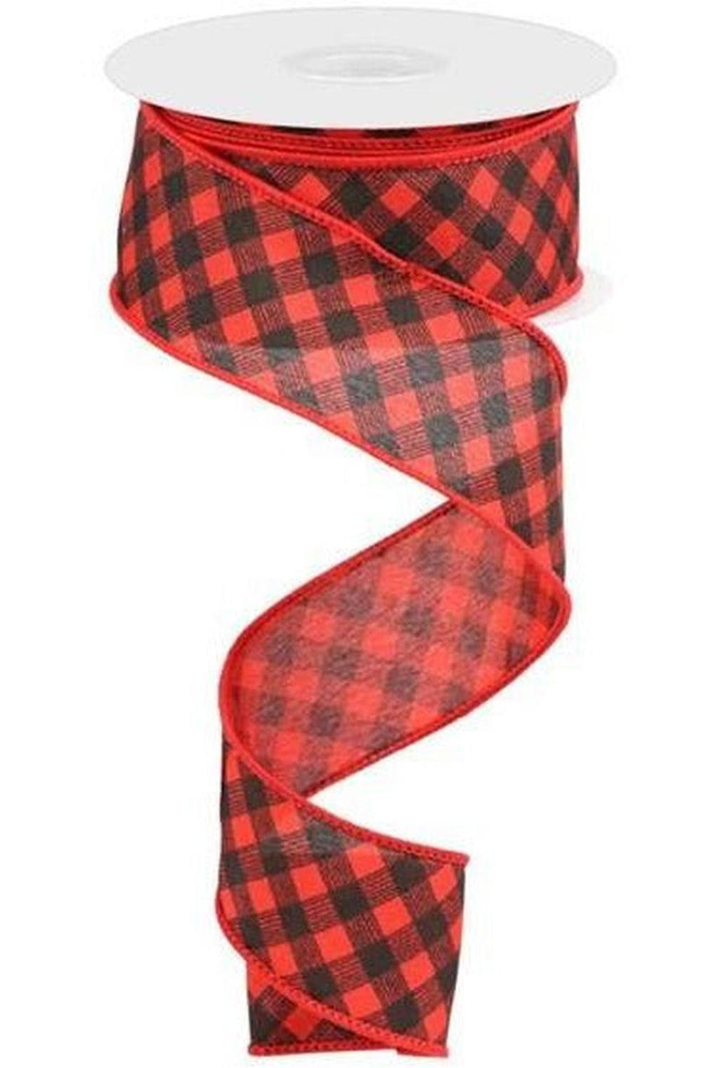 Shop For 1.5" Bias Gingham Ribbon: Red & Black (10 Yards) at Michelle's aDOORable Creations