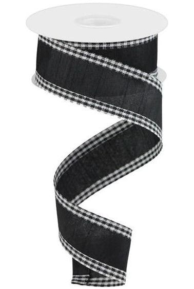 1.5" Black Gingham Edge Ribbon: Black (10 Yards) - Michelle's aDOORable Creations - Wired Edge Ribbon