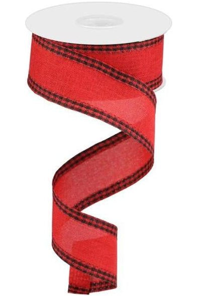 1.5" Black Gingham Edge Ribbon: Red (10 Yards) - Michelle's aDOORable Creations - Wired Edge Ribbon