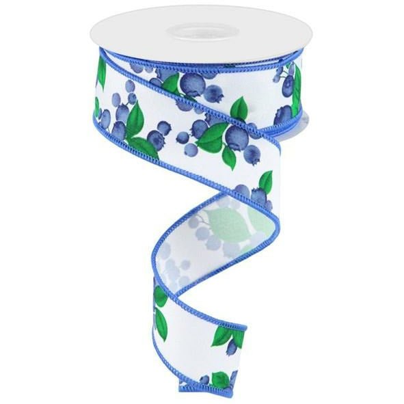 Shop For 1.5" Blueberry Ribbon: White (10 Yards) at Michelle's aDOORable Creations