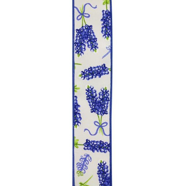 Shop For 1.5" Bluebonnets Pattern Ribbon: Ivory (10 Yards) at Michelle's aDOORable Creations