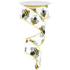 Shop For 1.5" Bumble Bee Ribbon: White Satin (10 Yards) at Michelle's aDOORable Creations