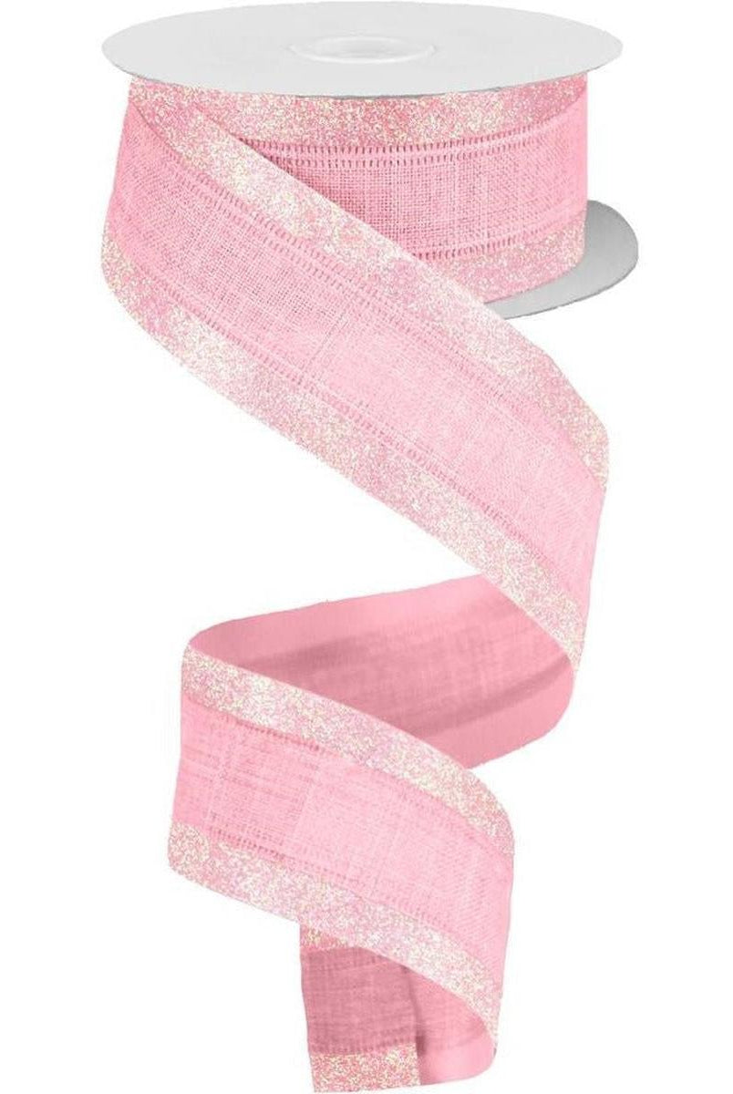 Shop For 1.5" Canvas On Satin Glitter Ribbon: Light Pink (10 Yards) at Michelle's aDOORable Creations