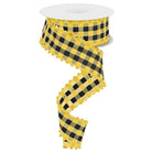 Shop For 1.5" Check with Poms Ribbon: Yellow (10 Yards) at Michelle's aDOORable Creations