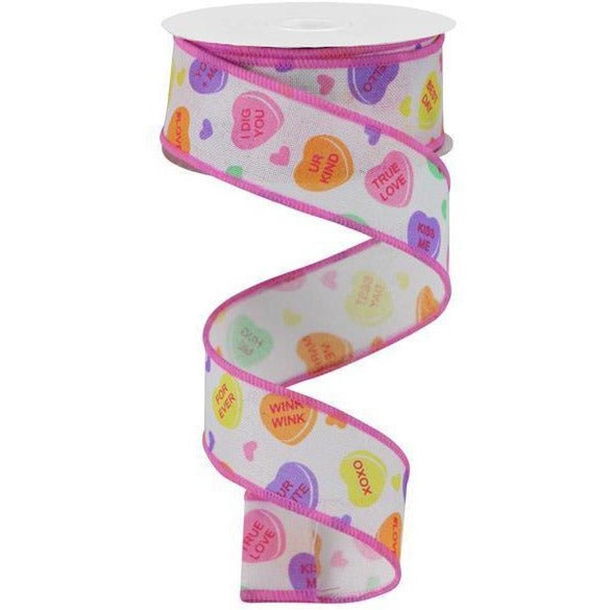 Shop For 1.5" Conversation Hearts Ribbon: Royal (10 Yards) at Michelle's aDOORable Creations