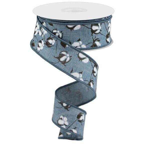 Shop For 1.5" Cotton Pod Ribbon: Faded Denim & White (10 Yards) at Michelle's aDOORable Creations