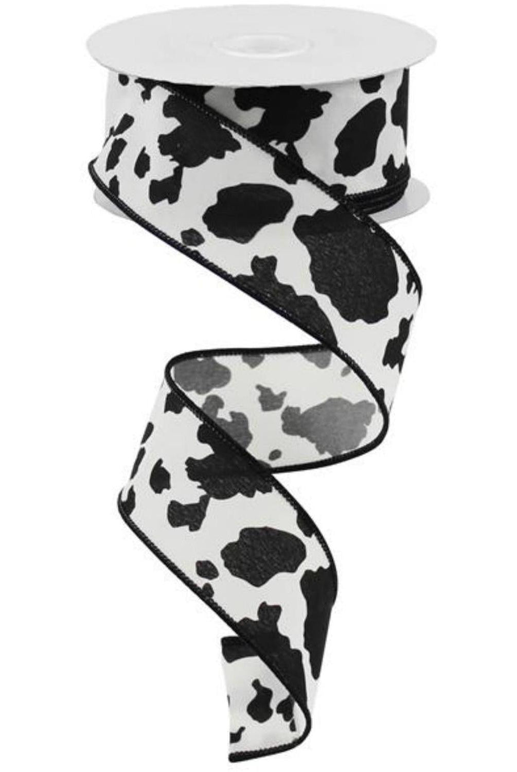 Shop For 1.5" Cowhide Print Ribbon: Black & Ivory (10 Yards) at Michelle's aDOORable Creations