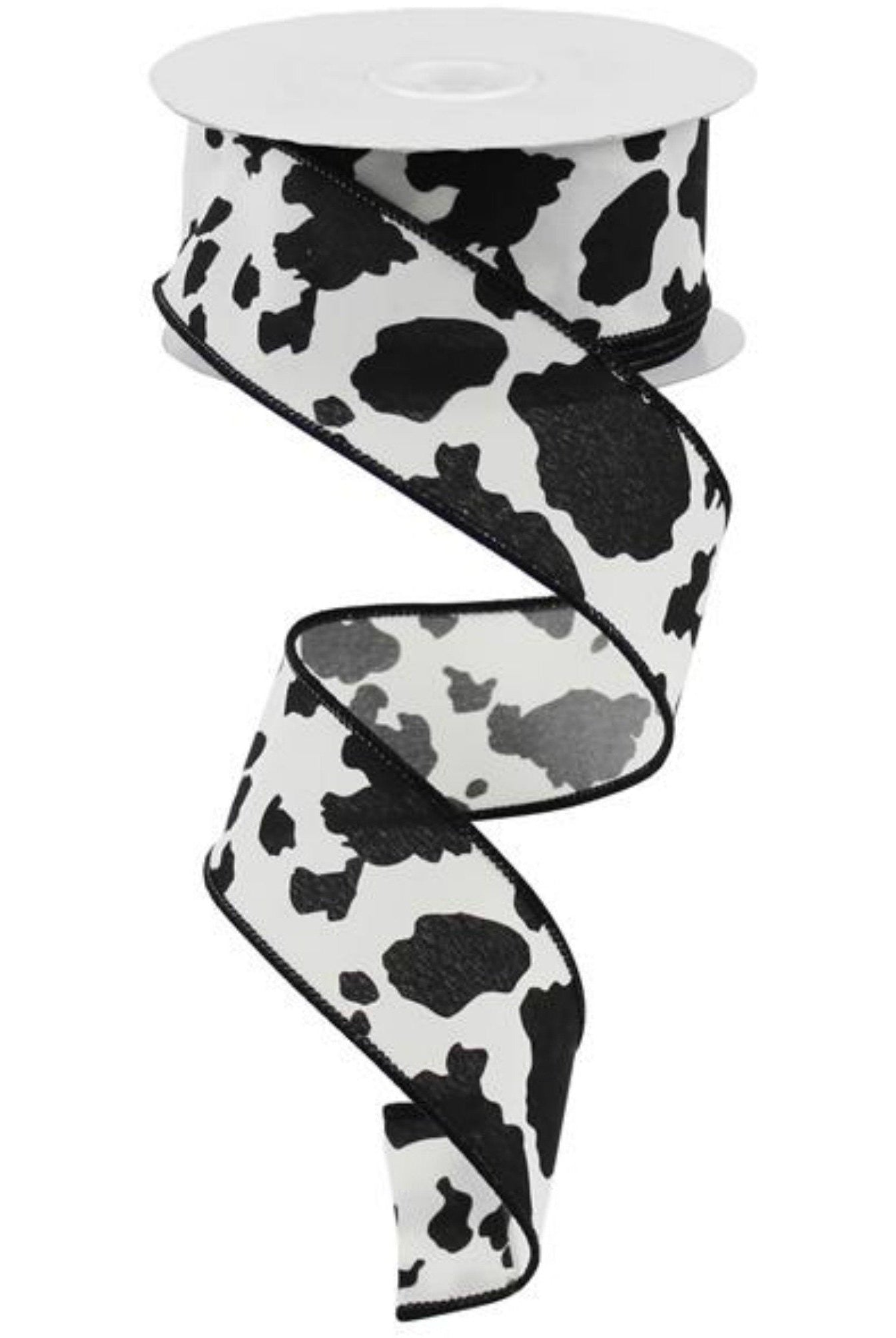 Shop For 1.5" Cowhide Print Ribbon: Black & Ivory (10 Yards) at Michelle's aDOORable Creations