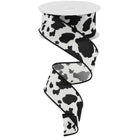 Shop For 1.5" Cowhide Print Ribbon: Black & Ivory (10 Yards) at Michelle's aDOORable Creations