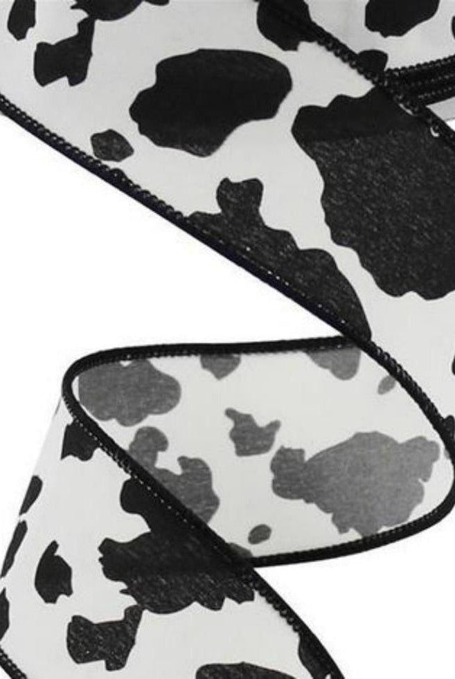 Shop For 1.5" Cowhide Print Ribbon: Black & Ivory (10 Yards) at Michelle's aDOORable Creations