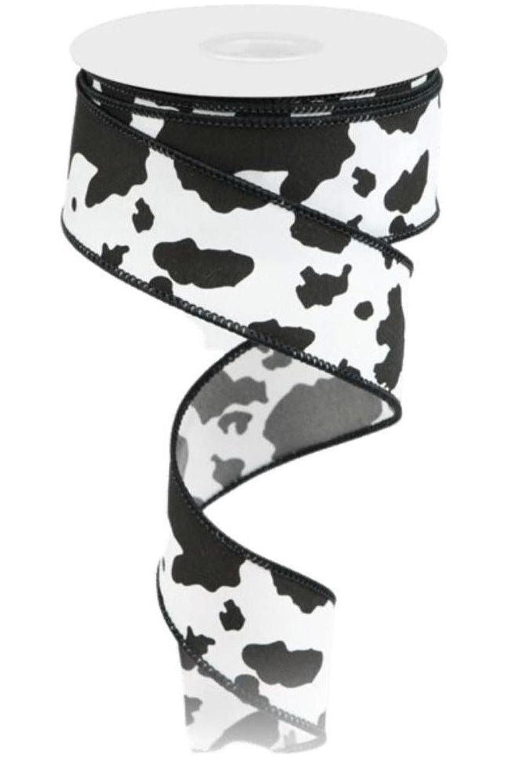 Shop For 1.5" Cowhide Print Ribbon: Black & White (10 Yards) at Michelle's aDOORable Creations