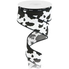 Shop For 1.5" Cowhide Print Ribbon: Black & White (10 Yards) at Michelle's aDOORable Creations
